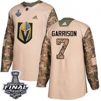 Adidas Golden Knights #7 Jason Garrison Camo Authentic 2017 Veterans Day 2018 Stanley Cup Final Stitched NHL Jersey