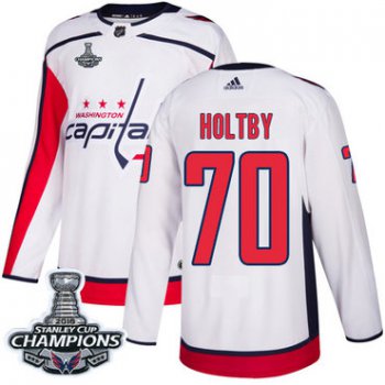Adidas Washington Capitals #70 Braden Holtby White Road Authentic Stanley Cup Final Champions Stitched NHL Jersey