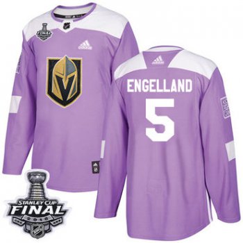 didas Golden Knights #5 Deryk Engelland Purple Authentic Fights Cancer 2018 Stanley Cup Final Stitched NHL Jersey