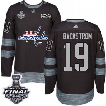 Adidas Capitals #19 Nicklas Backstrom Black 1917-2017 100th Anniversary 2018 Stanley Cup Final Stitched NHL Jersey