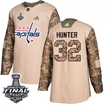 Adidas Capitals #32 Dale Hunter Camo Authentic 2017 Veterans Day 2018 Stanley Cup Final Stitched NHL Jersey