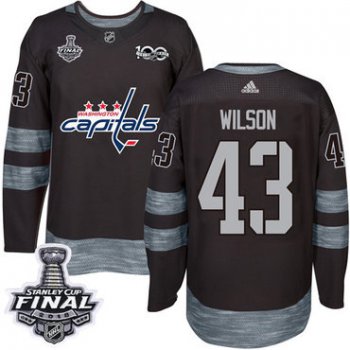 Adidas Capitals #43 Tom Wilson Black 1917-2017 100th Anniversary 2018 Stanley Cup Final Stitched NHL Jersey