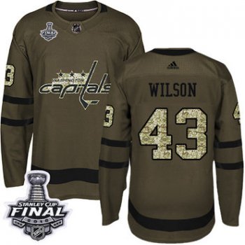 Adidas Capitals #43 Tom Wilson Green Salute to Service 2018 Stanley Cup Final Stitched NHL Jersey