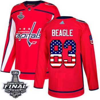 Adidas Capitals #83 Jay Beagle Red Home Authentic USA Flag 2018 Stanley Cup Final Stitched NHL Jersey
