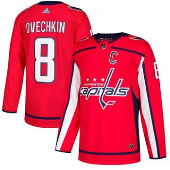 Adidas Capitals #8 Alex Ovechkin Red Home Authentic Stitched NHL Jersey