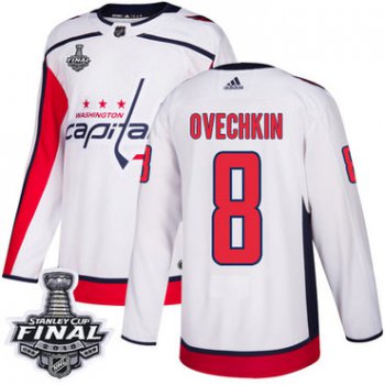 Adidas Capitals #8 Alex Ovechkin White Road Authentic 2018 Stanley Cup Final Stitched NHL Jersey