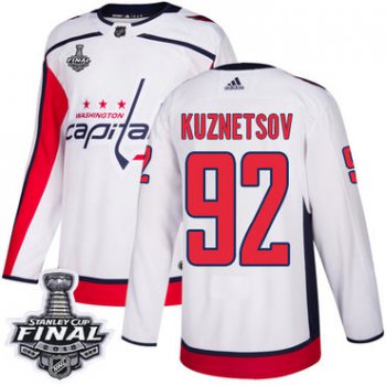Adidas Capitals #92 Evgeny Kuznetsov White Road Authentic 2018 Stanley Cup Final Stitched NHL Jersey