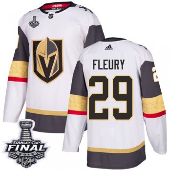 Adidas Golden Knights #29 Marc-Andre Fleury White Road Authentic 2018 Stanley Cup Final Stitched NHL Jersey
