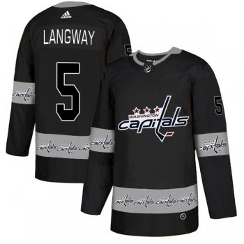Men's Washington Capitals #5 Rod Langway Black Team Logos Fashion Adidas Jersey