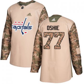 Adidas Capitals #77 T.J. Oshie Camo Authentic 2017 Veterans Day Stitched NHL Jersey