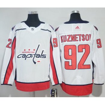 Adidas Capitals #92 Evgeny Kuznetsov White Road Authentic Stitched NHL Jersey