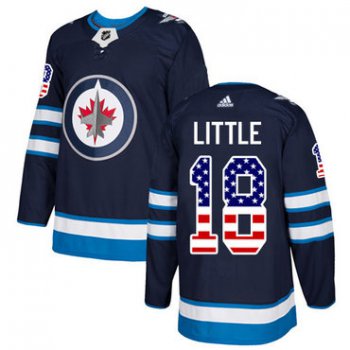 Adidas Jets #18 Bryan Little Navy Blue Home Authentic USA Flag Stitched NHL Jersey