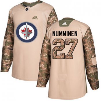 Adidas Jets #27 Teppo Numminen Camo Authentic 2017 Veterans Day Stitched NHL Jersey