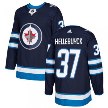 Adidas Jets #37 Connor Hellebuyck Navy Blue Home Authentic Stitched NHL Jersey