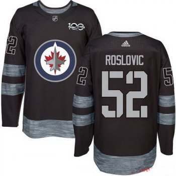 Men's Winnipeg Jets #52 Jack Roslovic Black 100th Anniversary Stitched NHL 2017 adidas Hockey Jersey