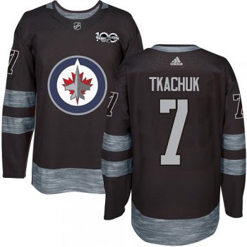 Men's Winnipeg Jets #7 Keith Tkachuk Black 100th Anniversary Stitched NHL 2017 adidas Hockey Jersey