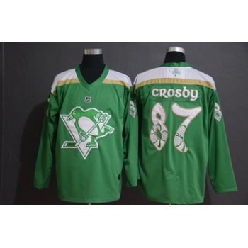 Men's Pittsburgh Penguins 87 Sidney Crosby Green 2019 St. Patrick's Day Adidas Jersey