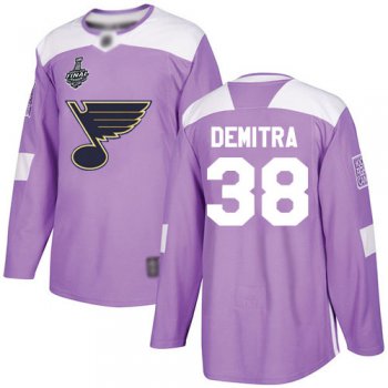 Men's St. Louis Blues #38 Pavol Demitra Purple Authentic Fights Cancer 2019 Stanley Cup Final Bound Stitched Hockey Jersey