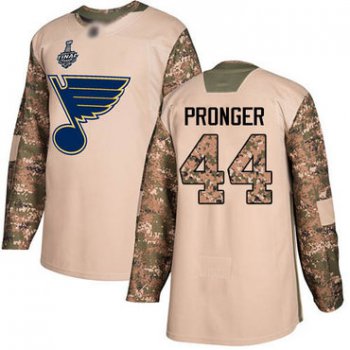 Men's St. Louis Blues #44 Chris Pronger Camo Authentic 2017 Veterans Day 2019 Stanley Cup Final Bound Stitched Hockey Jersey