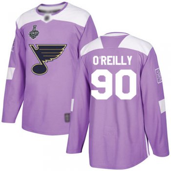 Men's St. Louis Blues #90 Ryan O'Reilly Purple Authentic Fights Cancer 2019 Stanley Cup Final Bound Stitched Hockey Jersey
