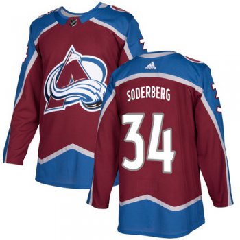 Adidas Colorado Avalanche #34 Carl Soderberg Burgundy Home Authentic Stitched NHL Jersey