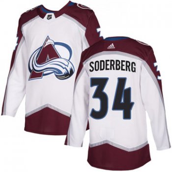 Adidas Colorado Avalanche #34 Carl Soderberg White Away Authentic Stitched NHL Jersey