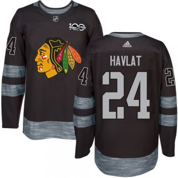 Blackhawks #24 Martin Havlat Black 1917-2017 100th Anniversary Stitched NHL Jersey