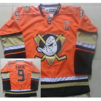 Men's Anaheim Ducks #9 Paul Kariya Reebok Orange Alternate Premier Jersey