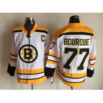 Men's Boston Bruins #77 Ray Bourque 1968-69 White CCM Vintage Throwback Jersey