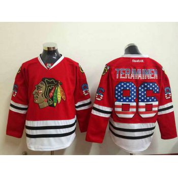 Men's Chicago Blackhawks #86 Teuvo Teravainen USA Flag Fashion Red Jersey