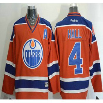 Men's Edmonton Oilers #4 Taylor Hall 2015 Orange Jersey