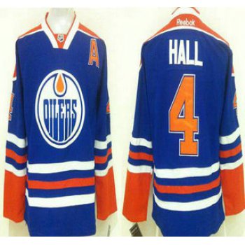 Men's Edmonton Oilers #4 Taylor Hall Reebok Royal Blue Home Premier Jersey