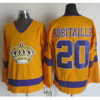 Men's Los Angeles Kings #20 Luc Robitaille 1970-71 White CCM Vintage Throwback Jersey