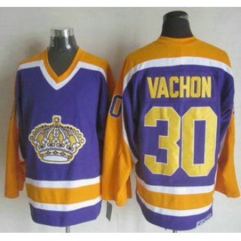 Men's Los Angeles Kings #30 Rogie Vachon 1980-81 Purple CCM Vintage Throwback Jersey