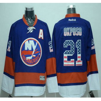 Men's New York Islanders #21 Kyle Okposo Reebok Light Blue USA Flag Hockey Jersey