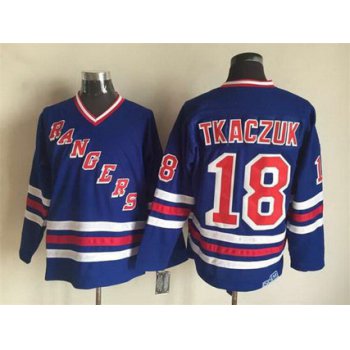 Men's New York Rangers #18 Walt Tkaczuk 1990-91 Light Blue CCM Vintage Throwback Jersey