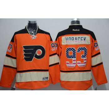 Men's Philadelphia Flyers #93 Jakub Voracek Reebok Orange Alternate NHL USA Flag Fashion Jersey