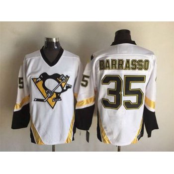 Men's Pittsburgh Penguins #35 Tom Barrasso 2002-03 White CCM Vintage Throwback Jersey