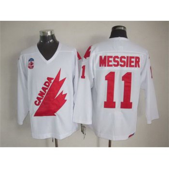 Men's Team Canada #11 Mark Messier 1991 Olympic White CCM Vintage