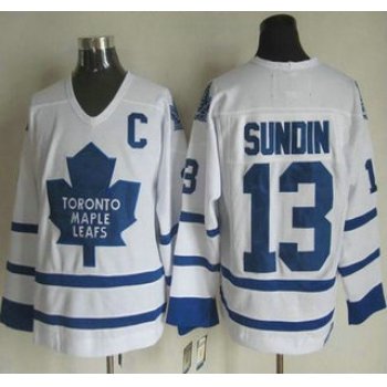 Men's Toronto Maple Leafs #13 Mats Sundin 2000-01 White CCM Vintage Throwback Jersey