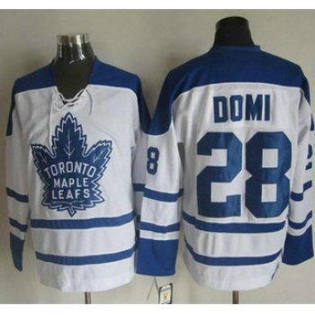 Men's Toronto Maple Leafs #28 Tie Domi 1998-99 White CCM Vintage Throwback Jersey