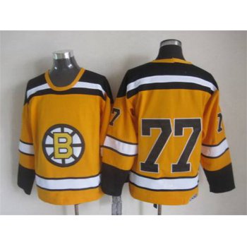 Men's Boston Bruins #77 Ray Bourque 1959-60 Yellow CCM Vintage Throwback Jersey