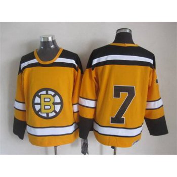 Men's Boston Bruins #7 Phil Esposito 1959-60 Yellow CCM Vintage Throwback Jersey
