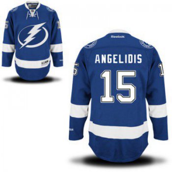 Men's Reebok Tampa Bay Lightning #15 Mike Angelidis Premier Royal Blue Home NHL Jersey