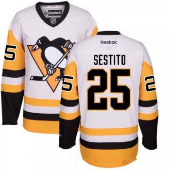 Men's Pittsburgh Penguins #25 Tom Sestito White Third Stitched NHL Reebok Hockey Jersey