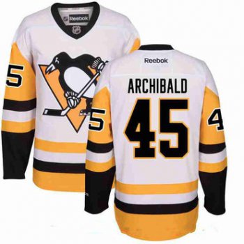 Men's Pittsburgh Penguins #45 Josh Archibald White Third Stitched NHL Reebok Hockey Jersey