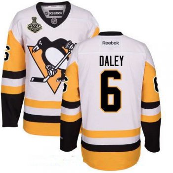 Men's Pittsburgh Penguins #6 Trevor Daley White Third 2017 Stanley Cup Finals Patch Stitched NHL Reebok Hockey Jersey