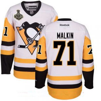 Men's Pittsburgh Penguins #71 Evgeni Malkin White Third 2017 Stanley Cup Finals Patch Stitched NHL Reebok Hockey Jersey