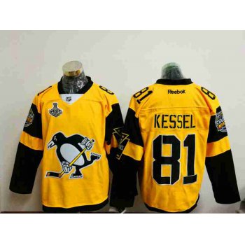 Men's Pittsburgh Penguins #81 Phil Kessel Yellow Stadium Series 2017 Stanley Cup Finals Patch Stitched NHL Reebok Hockey Jersey