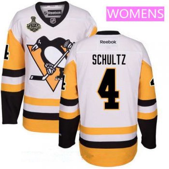Women's Pittsburgh Penguins #4 Justin Schultz White Third 2017 Stanley Cup Finals Patch Stitched NHL Reebok Hockey Jersey